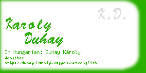 karoly duhay business card