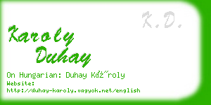 karoly duhay business card